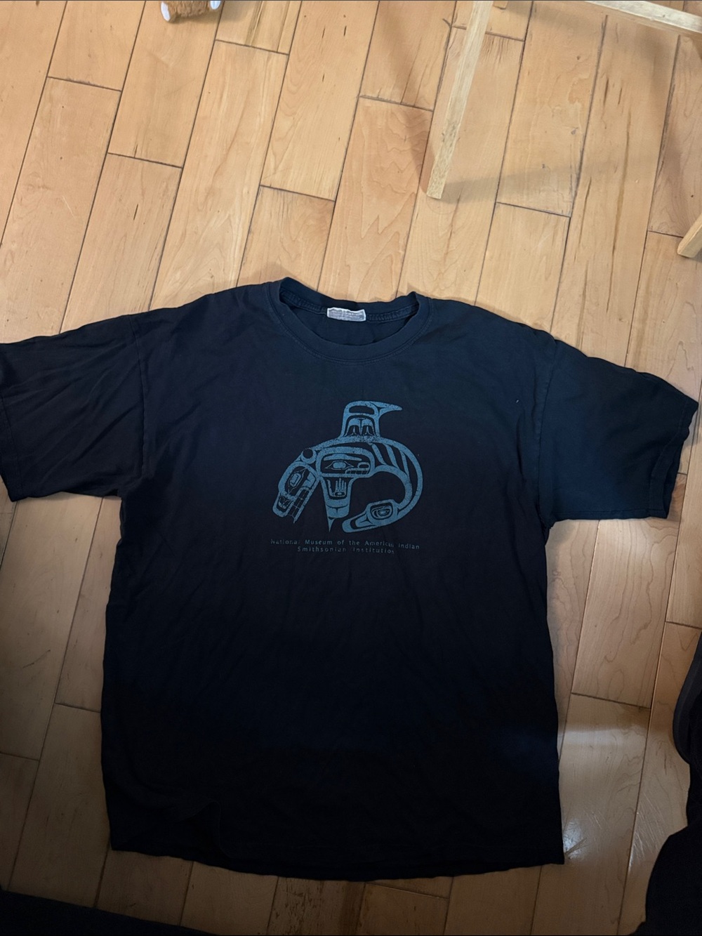 Native Black T-Shirt with Teal Tribal Graphic